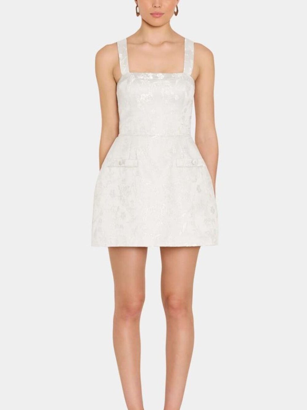 Amanda Uprichard White Martini Floral Jacquard Cocktail Romper